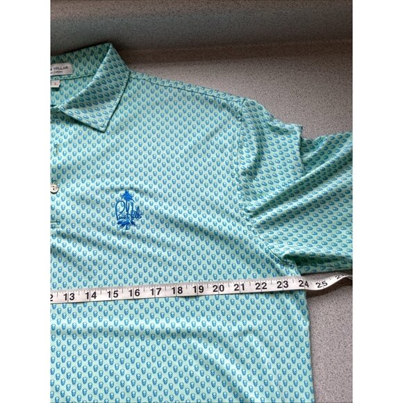 Peter Millar Summer Comfort Polo Shirt Mens Large Green Skulls Pine Hills Logo - Picture 8 of 9